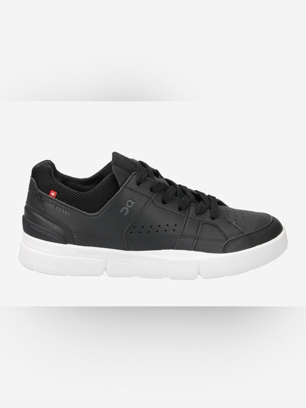 On Running Black Leather Low-Top Sneakers with White Sole